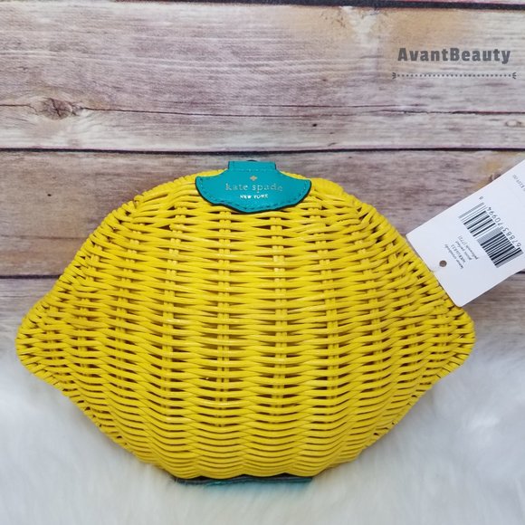 Kate Spade Lemon Zest Wicker Crossbody Yellow New - Picture 2 of 12